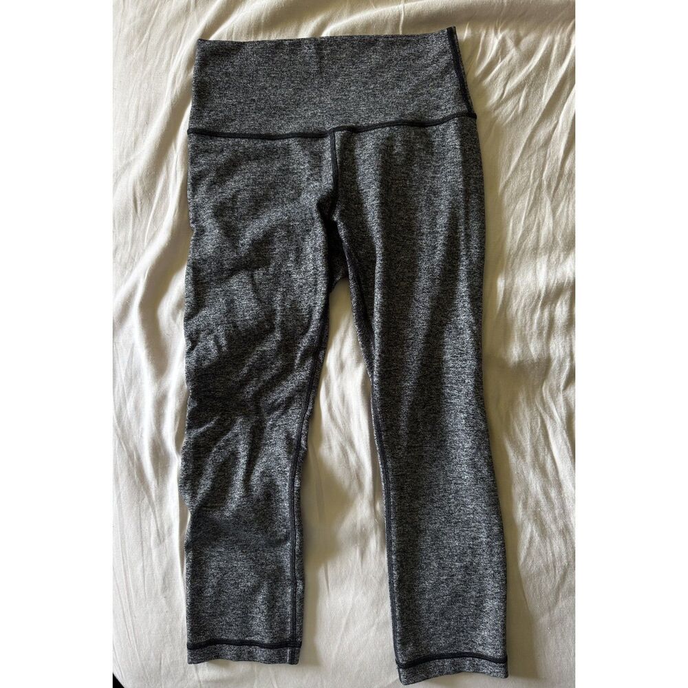 Lululemon Womens Size 6 Leggings Heathered Gray Black High Rise Yoga Pants